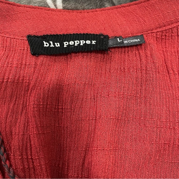 Blu Pepper great preloved burgundy boho tunic Size L - Picture 6 of 7
